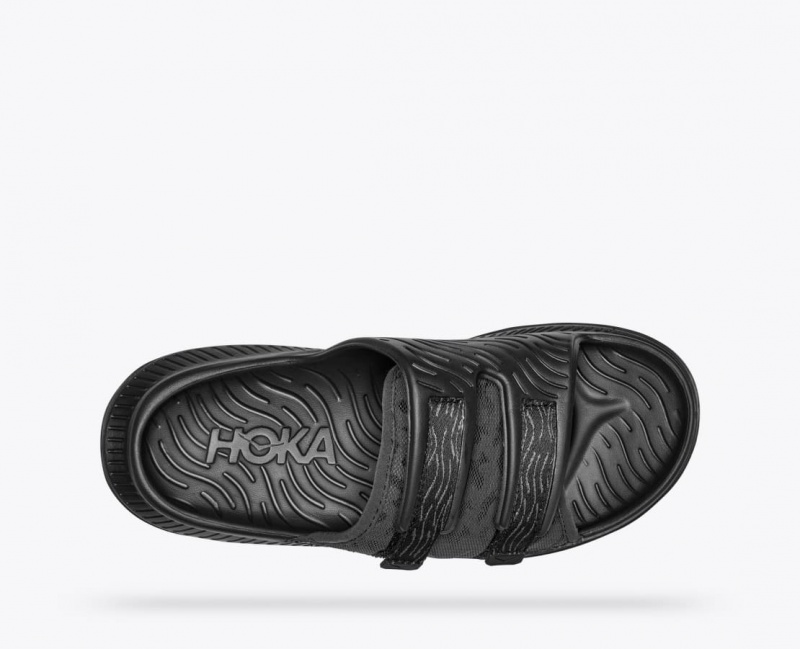 Men's HOKA Ora Luxe Slide Black | 380-RKEUXG