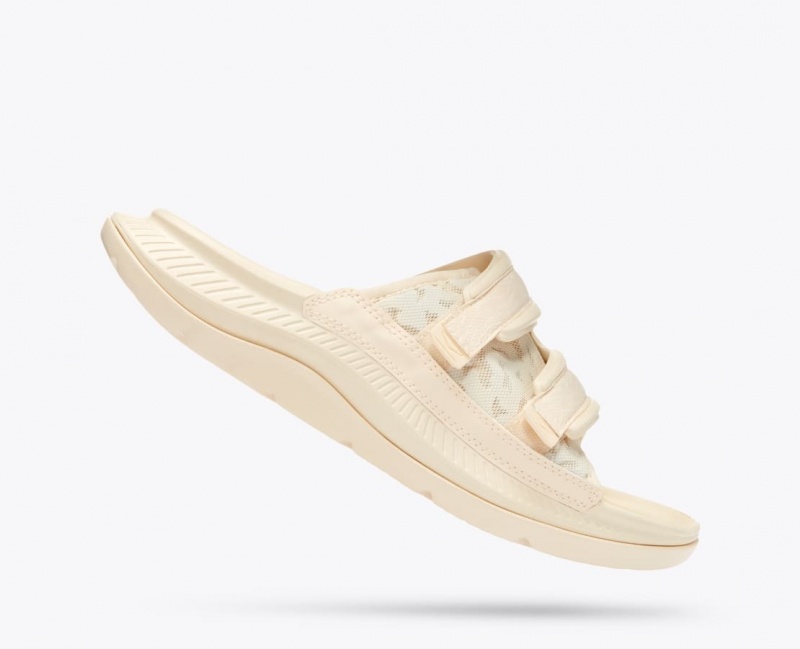 Men's HOKA Ora Luxe Slide Cream | 614-RZUYQD