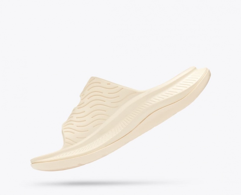 Men's HOKA Ora Luxe Slide Cream | 614-RZUYQD