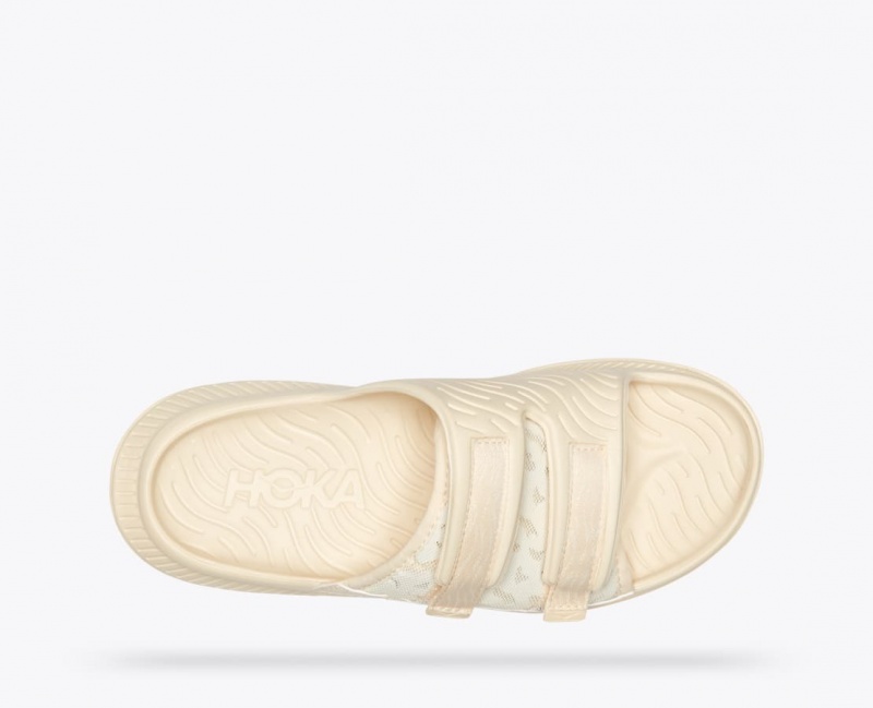 Men's HOKA Ora Luxe Slide Cream | 614-RZUYQD