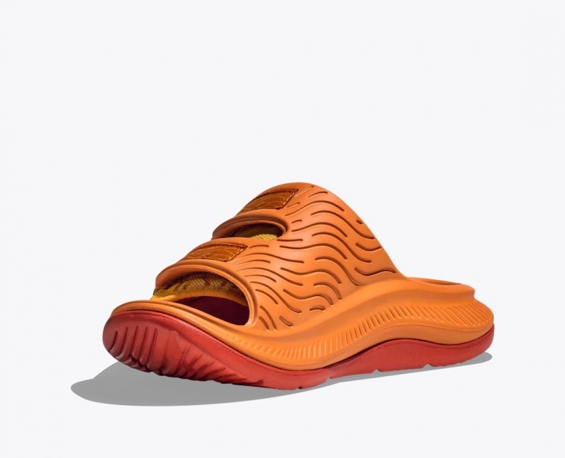 Men's HOKA Ora Luxe Slide Dark Orange | 147-KQRNYT