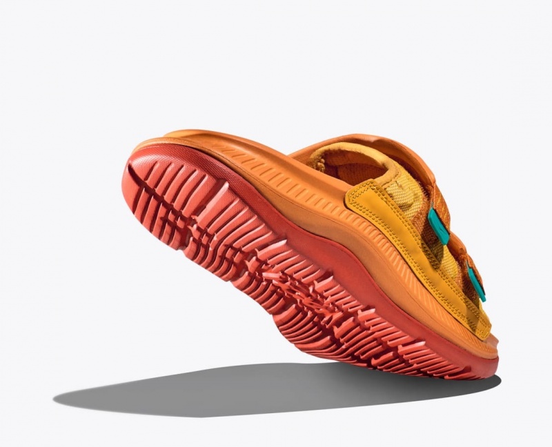 Men's HOKA Ora Luxe Slide Dark Orange | 147-KQRNYT