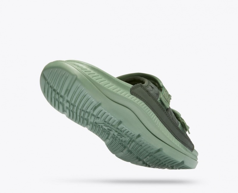 Men's HOKA Ora Luxe Slide Green | 490-YEJOUQ