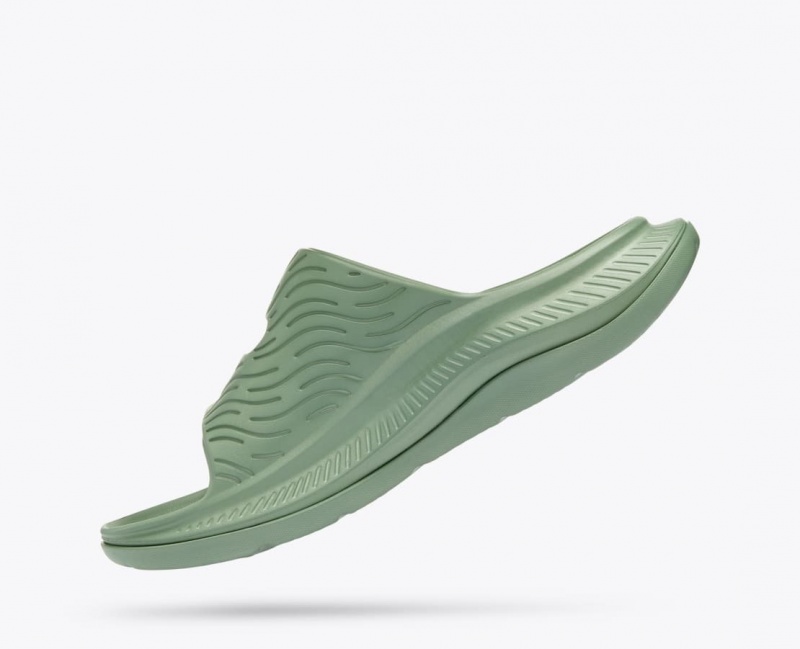 Men's HOKA Ora Luxe Slide Green | 490-YEJOUQ