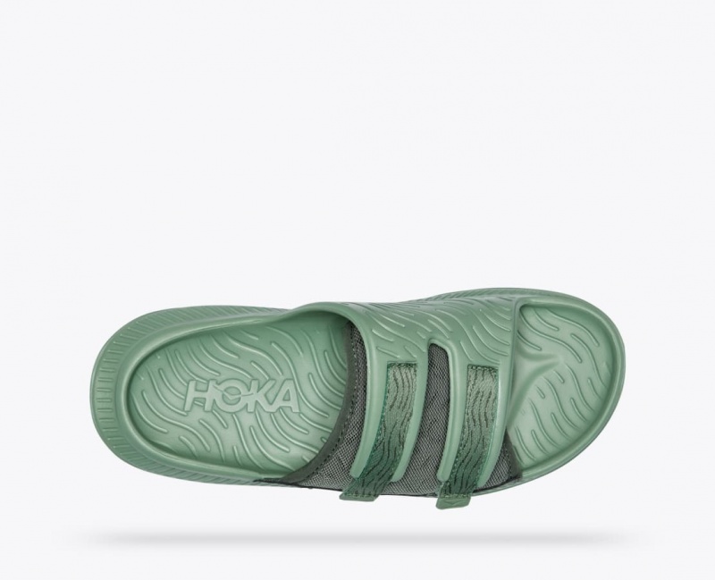 Men's HOKA Ora Luxe Slide Green | 490-YEJOUQ