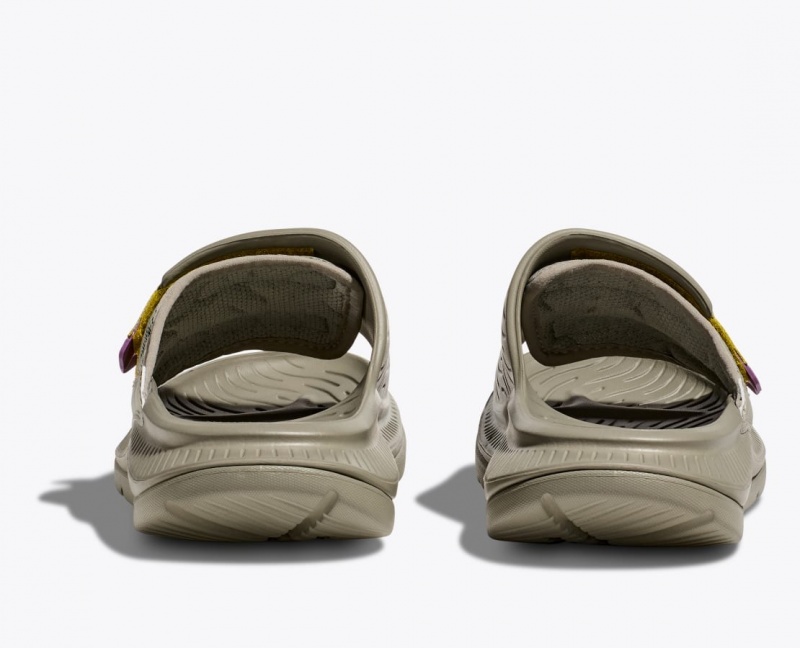 Men's HOKA Ora Luxe Slide Khaki / Yellow | 059-TAZMLN