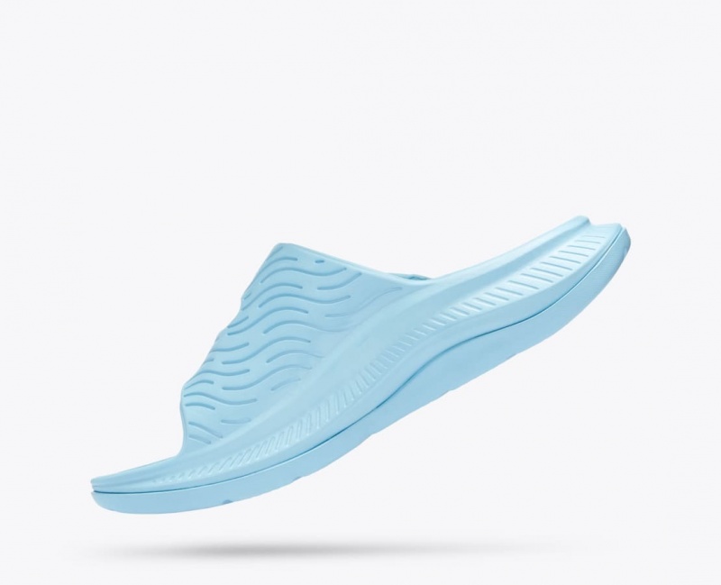 Men's HOKA Ora Luxe Slide Light Blue | 371-GVENOP