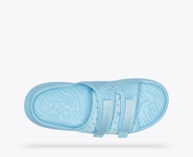 Men's HOKA Ora Luxe Slide Light Blue | 371-GVENOP