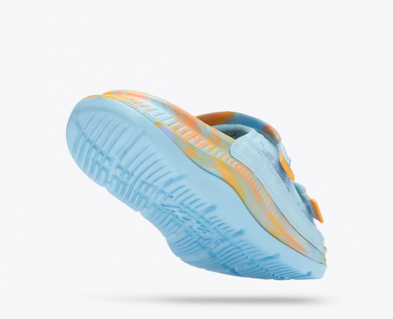 Men's HOKA Ora Luxe Slide Light Blue / Orange | 642-GHYFUC