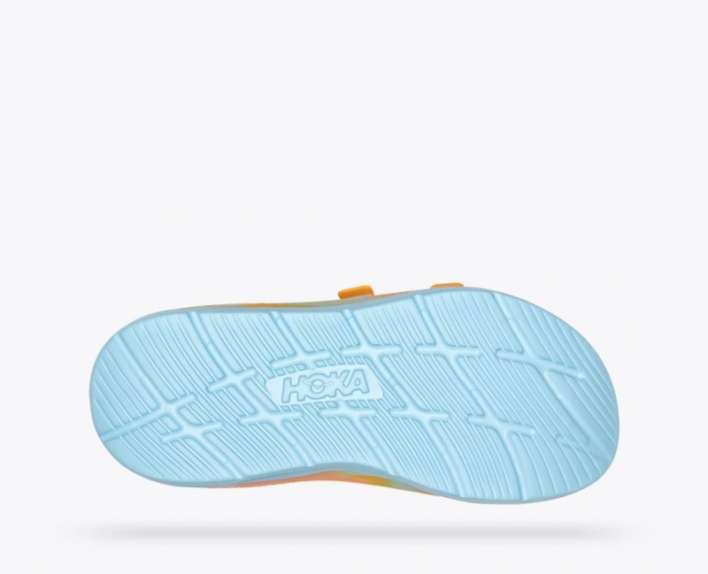 Men's HOKA Ora Luxe Slide Light Blue / Orange | 642-GHYFUC