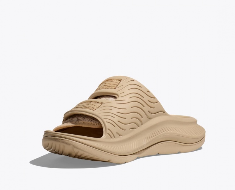 Men's HOKA Ora Luxe Slide Light Khaki | 379-BJDMFG