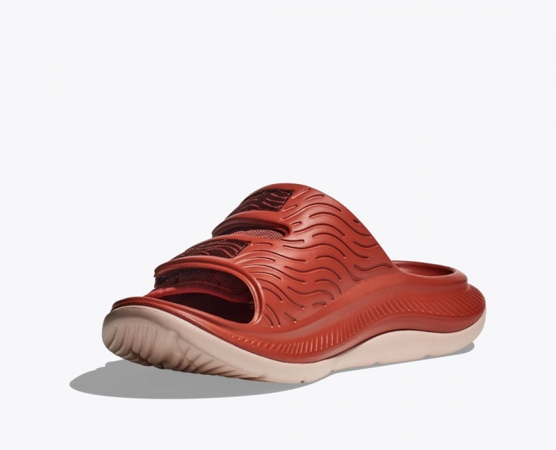 Men's HOKA Ora Luxe Slide Red Brown | 298-IXJDEB