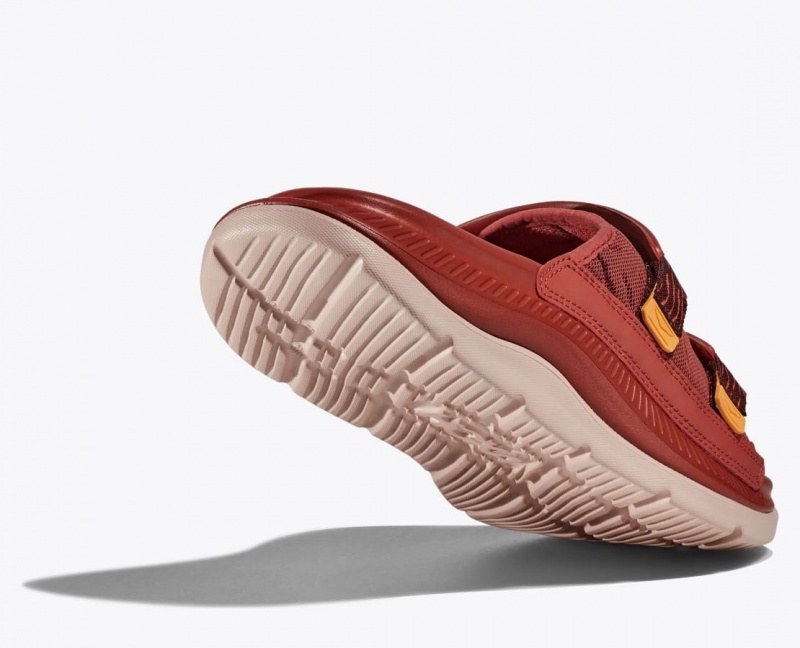 Men's HOKA Ora Luxe Slide Red Brown | 298-IXJDEB