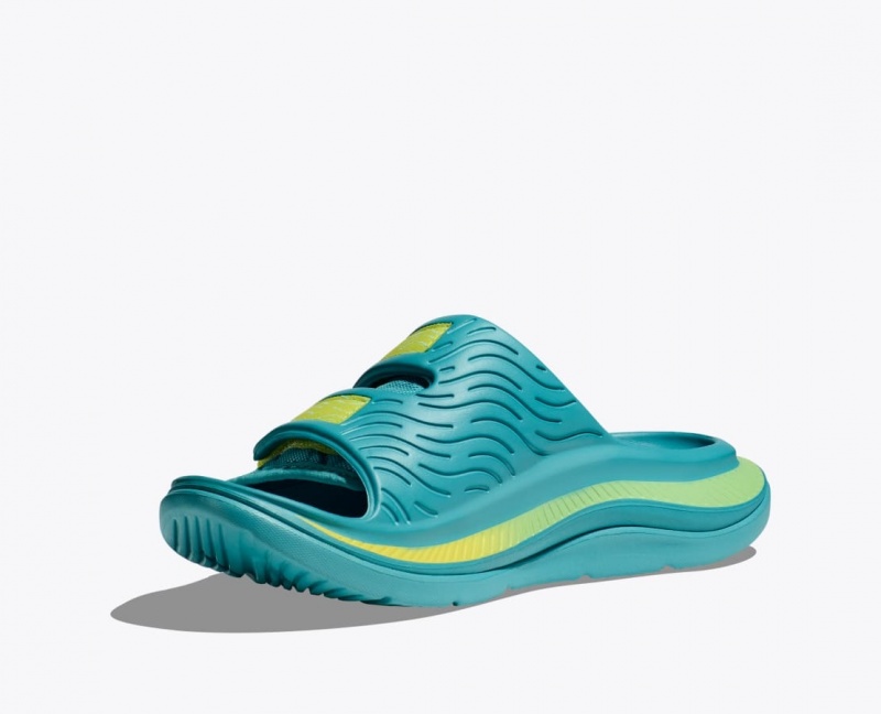 Men's HOKA Ora Luxe Slide Turquoise | 816-QFJBZW