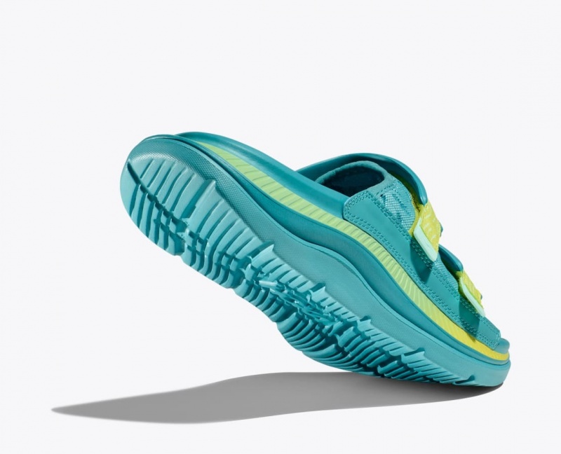 Men's HOKA Ora Luxe Slide Turquoise | 816-QFJBZW