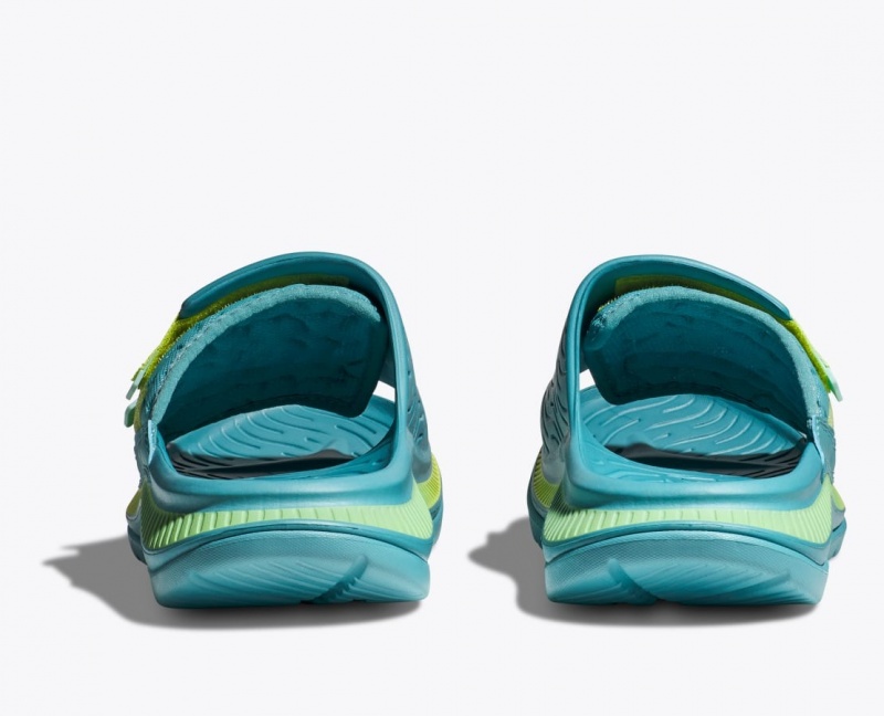 Men's HOKA Ora Luxe Slide Turquoise | 816-QFJBZW