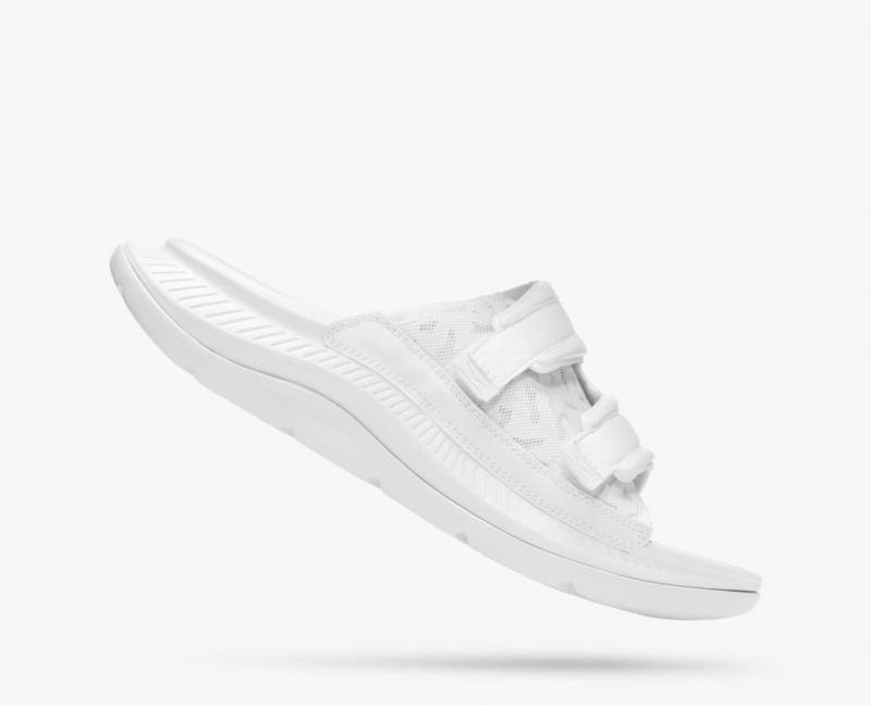 Men's HOKA Ora Luxe Slide White | 738-KDNPFE