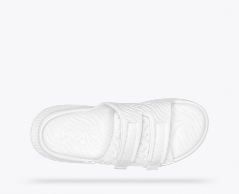 Men's HOKA Ora Luxe Slide White | 738-KDNPFE