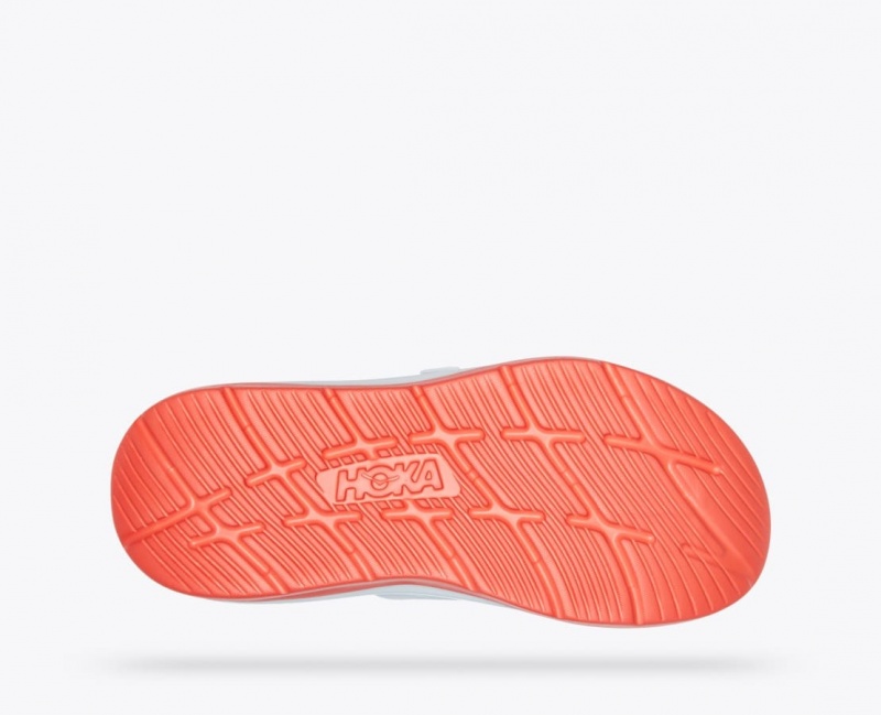 Men's HOKA Ora Luxe Slide White / Orange / Blue | 819-HMXBFJ