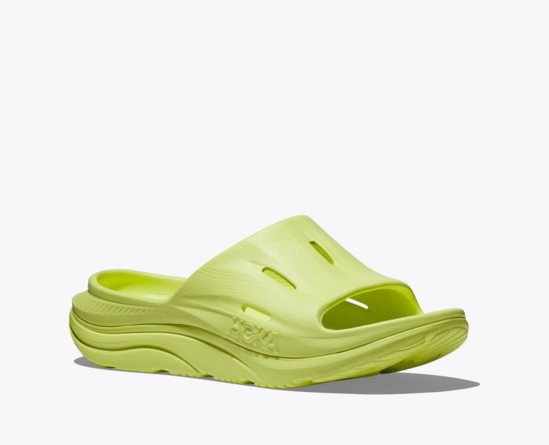 Men's HOKA Ora Recovery 3 Slide Light Green | 723-QHDGXT