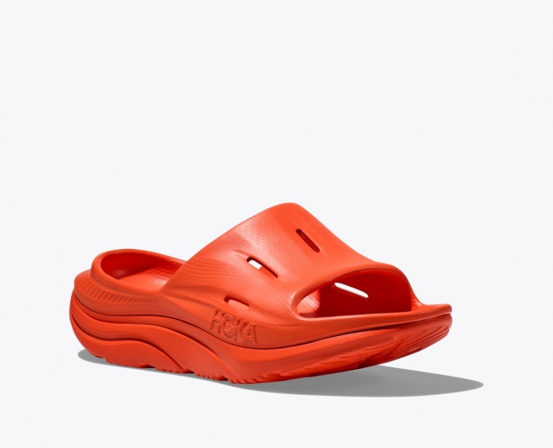 Men's HOKA Ora Recovery 3 Slide Red | 490-XPGJLB