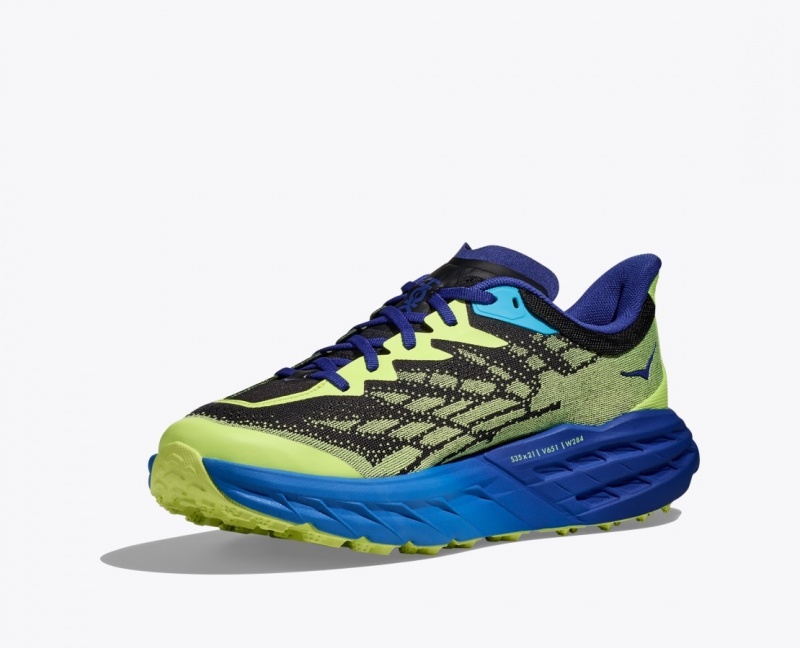 Men's HOKA Speedgoat 5 Trail Running Shoes Green / Black / Blue | 015-YJQKIL