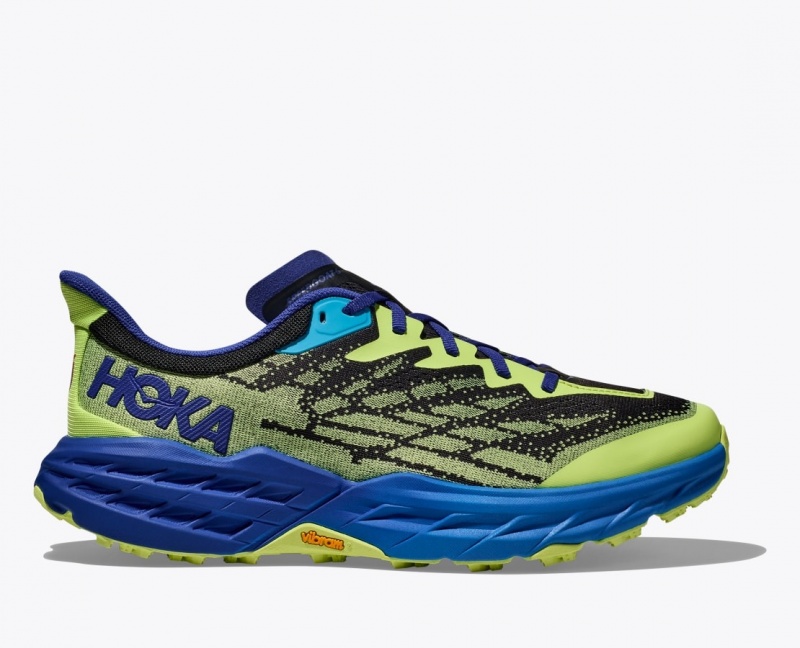 Men\'s HOKA Speedgoat 5 Trail Running Shoes Green / Black / Blue | 015-YJQKIL