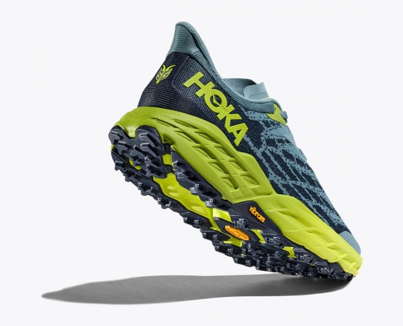 Men's HOKA Speedgoat 5 Trail Running Shoes Blue / Green / Black | 832-ZIPCVK