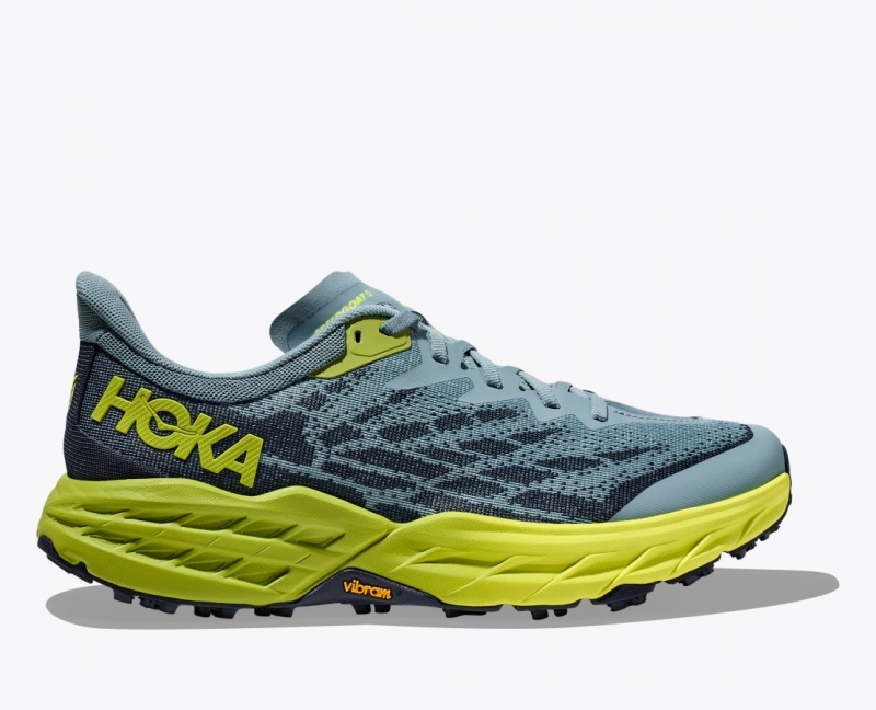 Men\'s HOKA Speedgoat 5 Trail Running Shoes Blue / Green / Black | 832-ZIPCVK