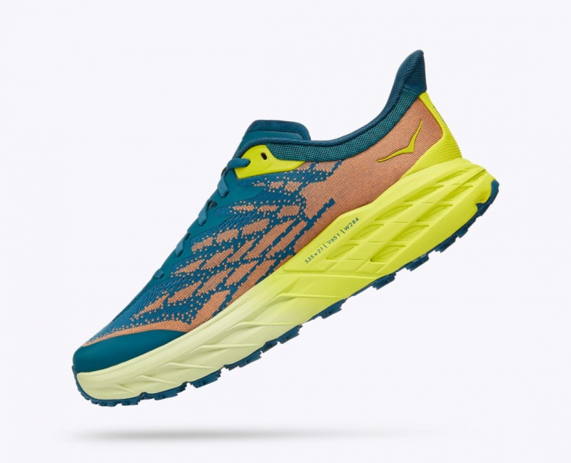 Men's HOKA Speedgoat 5 Trail Running Shoes Dark Green / Orange | 639-WORULV