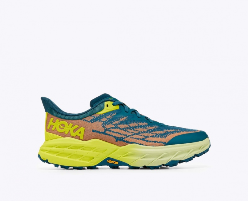 Men\'s HOKA Speedgoat 5 Trail Running Shoes Dark Green / Orange | 639-WORULV