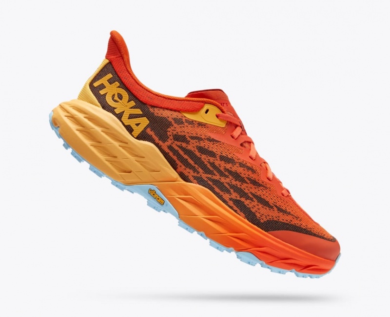 Men's HOKA Speedgoat 5 Trail Running Shoes Orange / Dark Brown | 367-TZOUXM