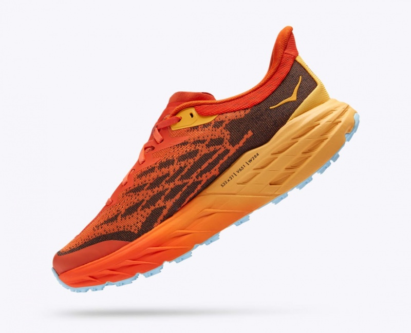 Men's HOKA Speedgoat 5 Trail Running Shoes Orange / Dark Brown | 367-TZOUXM