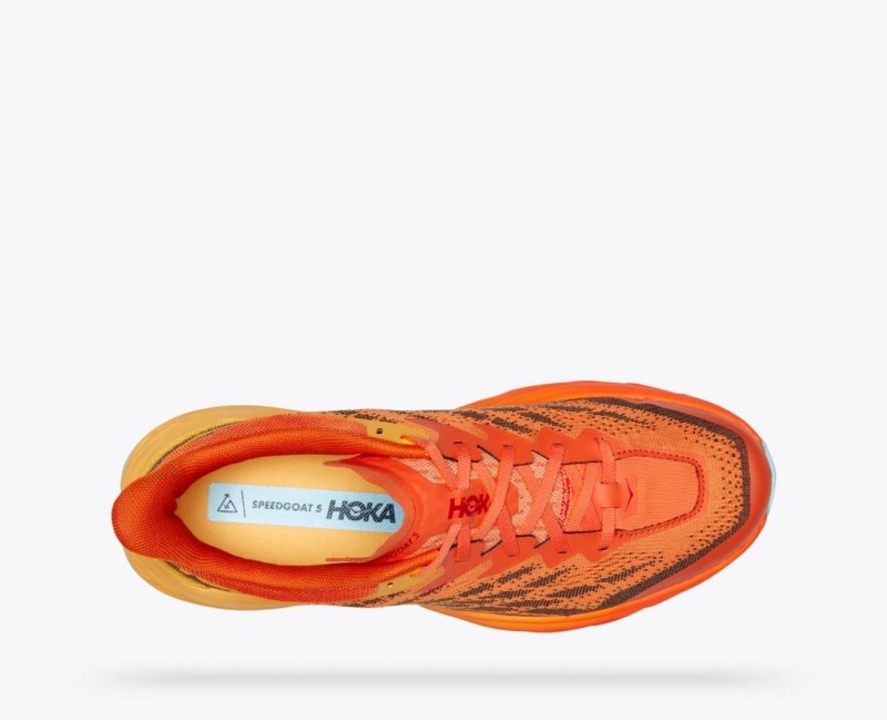 Men's HOKA Speedgoat 5 Trail Running Shoes Orange / Dark Brown | 367-TZOUXM