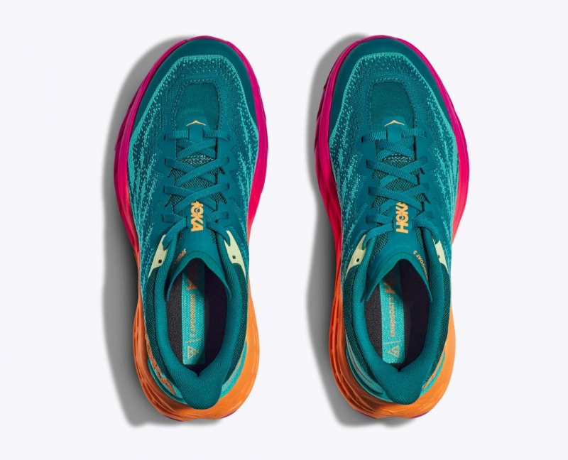 Men's HOKA Speedgoat 5 Trail Running Shoes Dark Turquoise / Pink / Orange | 041-BYWGEX