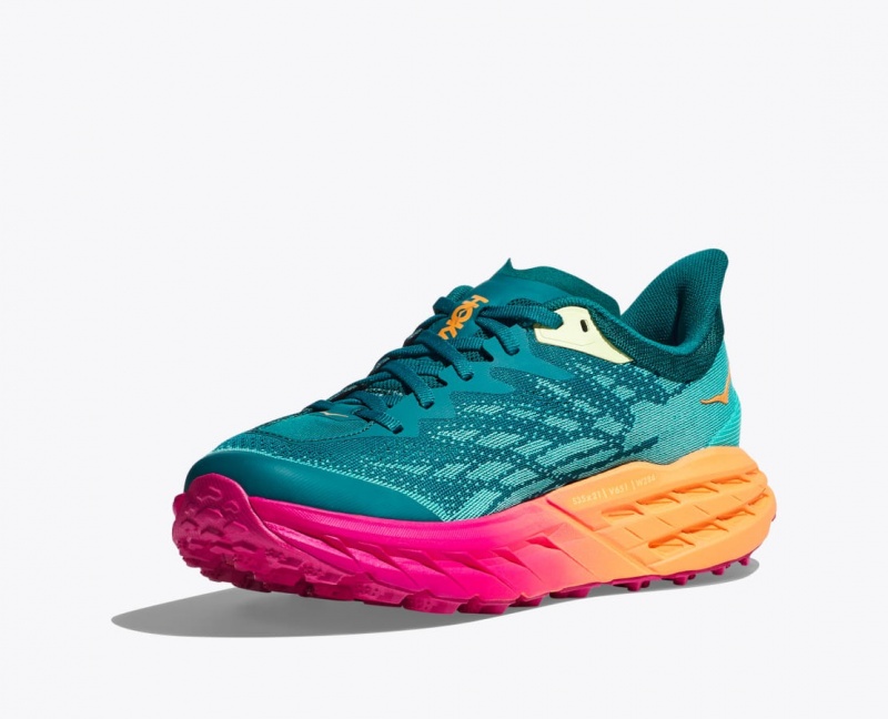 Men's HOKA Speedgoat 5 Trail Running Shoes Dark Turquoise / Pink / Orange | 041-BYWGEX