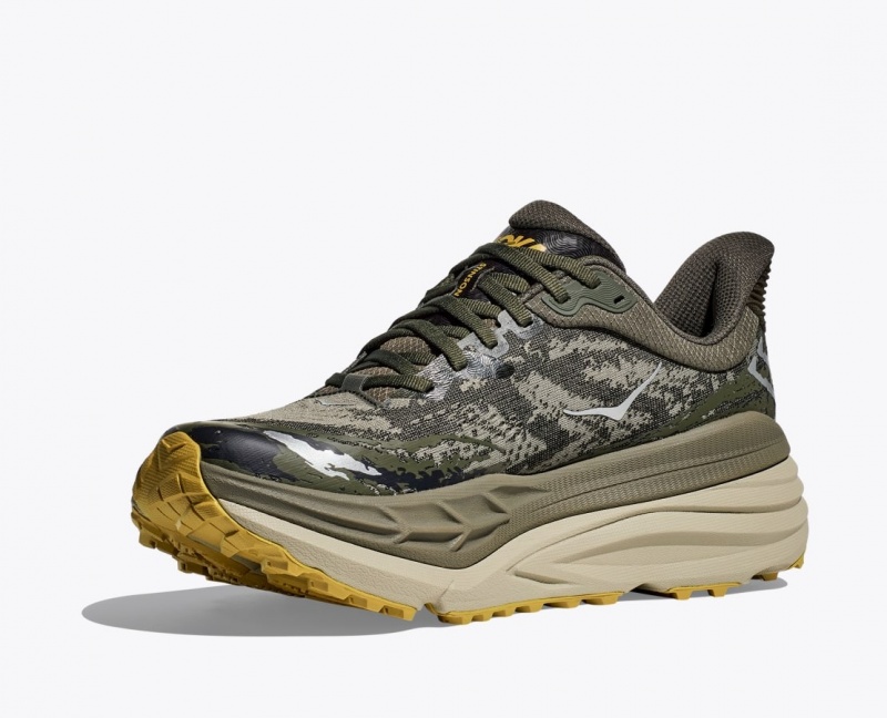 Men's HOKA Stinson 7 Trail Running Shoes Olive / Black | 561-CZJBYL