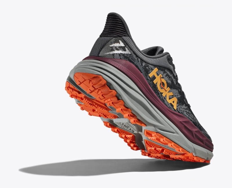 Men's HOKA Stinson 7 Trail Running Shoes Dark Grey / Black / Dark Red | 264-RKODBH