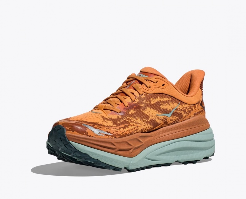 Men's HOKA Stinson 7 Trail Running Shoes Orange / Brown | 489-TSBANX