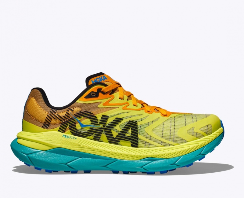 Men\'s HOKA Tecton X 2 Trail Running Shoes Green / Orange | 293-TNJLBV