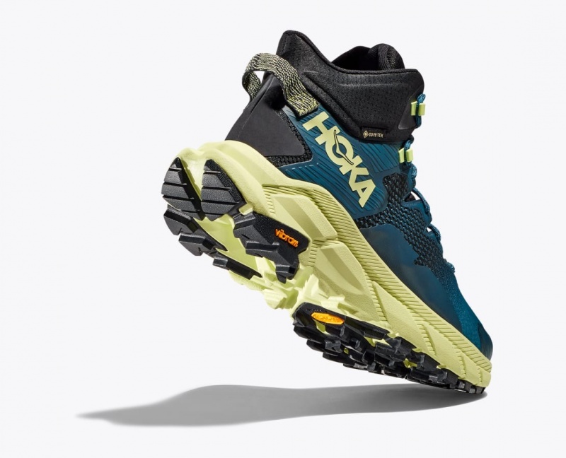 Men's HOKA Trail Code GTX Hiking Boots Blue / Black / Light Green | 014-OFSDPY