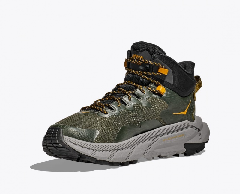 Men's HOKA Trail Code GTX Hiking Boots Dark Green | 681-YDFREM