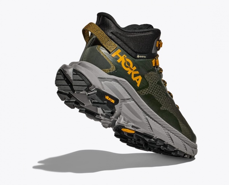 Men's HOKA Trail Code GTX Hiking Boots Dark Green | 681-YDFREM