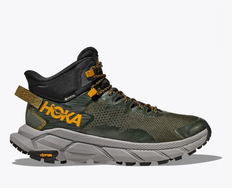 Men\'s HOKA Trail Code GTX Hiking Boots Dark Green | 681-YDFREM