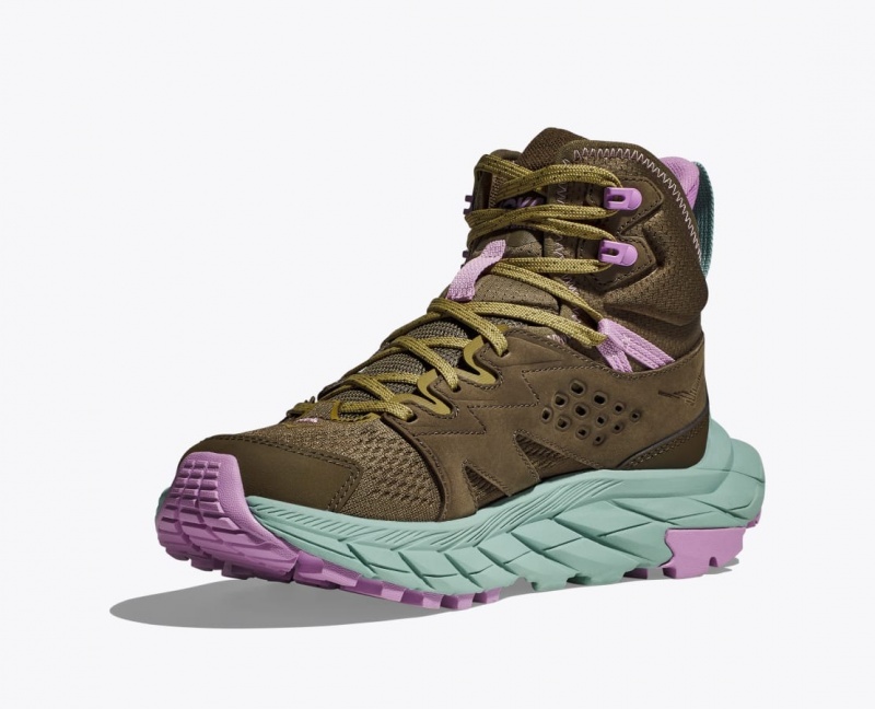 Women's HOKA Anacapa Breeze Mid Hiking Boots Dark Olive | 698-YTDQWP