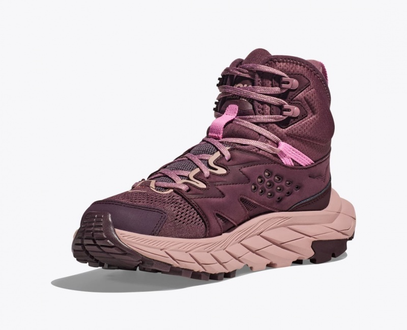 Women's HOKA Anacapa Breeze Mid Hiking Boots Burgundy | 160-YNZUJM