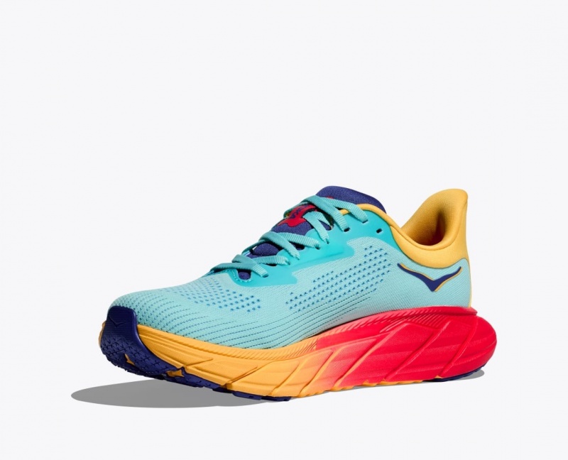 Women's HOKA Arahi 7 Running Shoes Turquoise / Orange | 302-WCPKBX