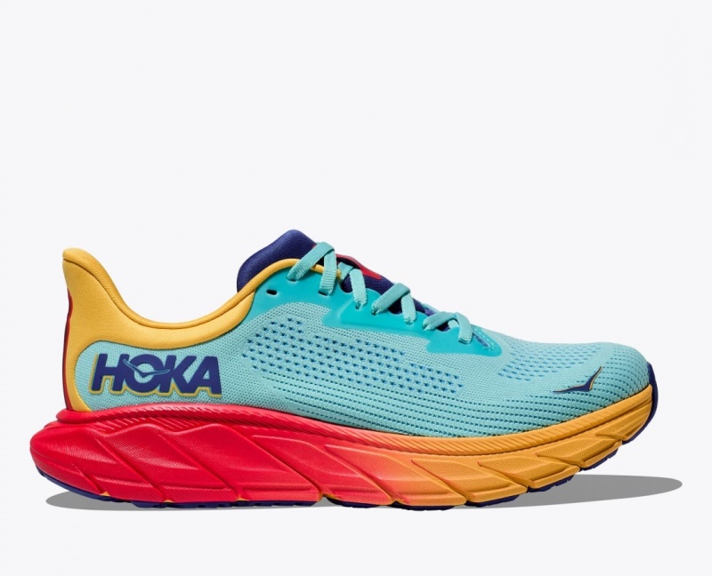 Women\'s HOKA Arahi 7 Running Shoes Turquoise / Orange | 302-WCPKBX