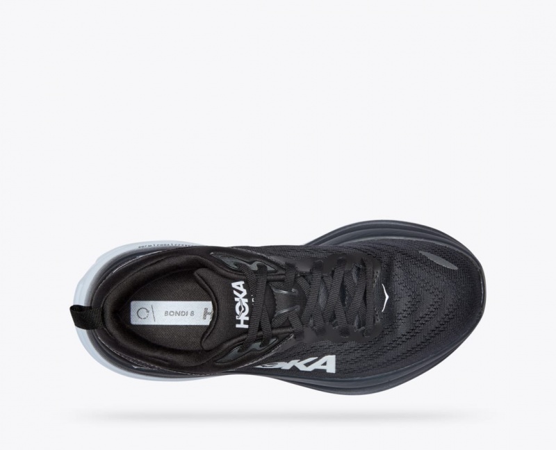 Women's HOKA Bondi 8 Running Shoes Black / White | 803-ZNBGWR