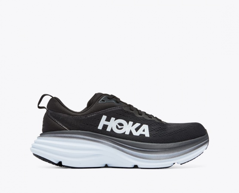 Women\'s HOKA Bondi 8 Running Shoes Black / White | 803-ZNBGWR